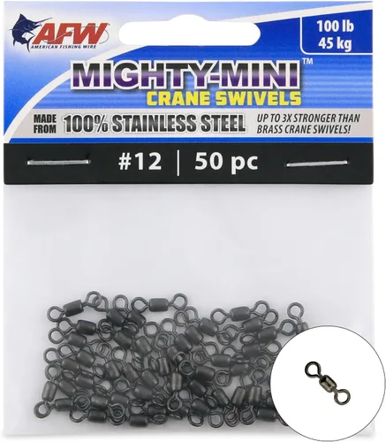 Vista 3 de AFW American Fishing Wire Fishing Swivels - Mighty Mini 100% Stainless Steel Crane Swivels, 3X Stronger Than Brass, for Terminal Tackle Box, Up to