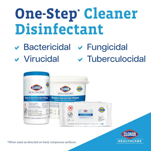 Vista 2 de Clorox Healthcare Toallitas Germicidas con Lejía, 12" x 12", Recarga para Cubo, Bolsa de 110 Unidades (El Paquete Puede Variar)