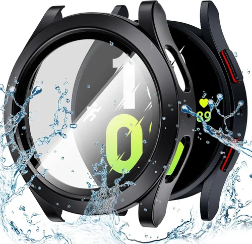 Vista 21 de Goton - Funda impermeable para Samsung Galaxy Watch 5 y 4 y FE, protector de pantalla de 40 mm con vidrio templado, 1 paquete de funda dura de PC