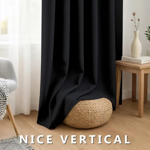 Vista 7 de Cortinas opacas 100% de lino para dormitorio, cortinas para oscurecer la habitación con pestaña trasera/bolsillo para barra, cortinas opacas