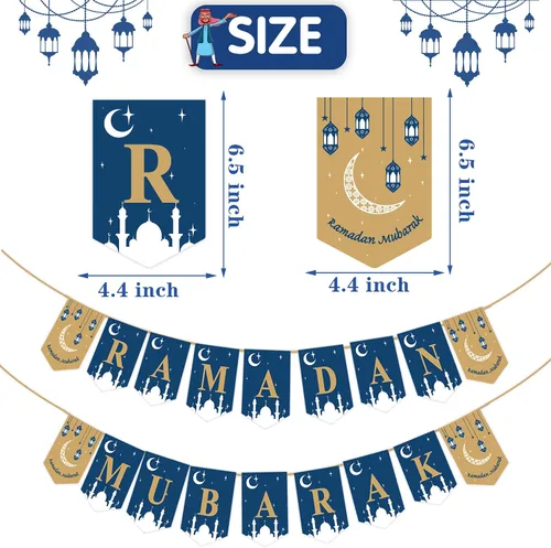 Vista 2 de Decoraciones de Ramadán para el hogar – Cartel de Ramadán Mubarak Eid Kareem Decoraciones para suministros de fiesta en el hogar