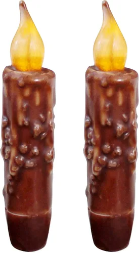 Vista 19 de CVHOMEDECO. Velas de cera real sumergidas a mano con temporizador LED con pilas, velas cónicas sin llama primitivas del país, 4-3/4 pulgadas, negro