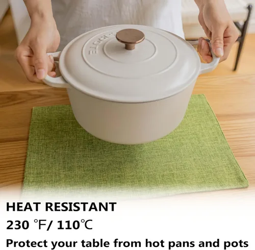 Vista 174 de Demetex - Juego de 4 manteles individuales de mesa de estilo rústico, resistentes al calor, de lino, lavables, de tela, manteles individuales