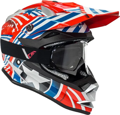 Vista 4 de VCAN VX38 Casco para adultos ATV Motocross todoterreno, bicicleta de tierra, motocicleta de descenso con gafa, aprobado por