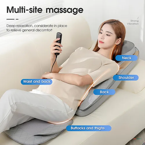 Vista 4 de Masajeador de espalda, masajeador Shiatsu de cuello y espalda con calor, masajeador de espalda 4D para aliviar el dolor de tejido profundo, cómodo