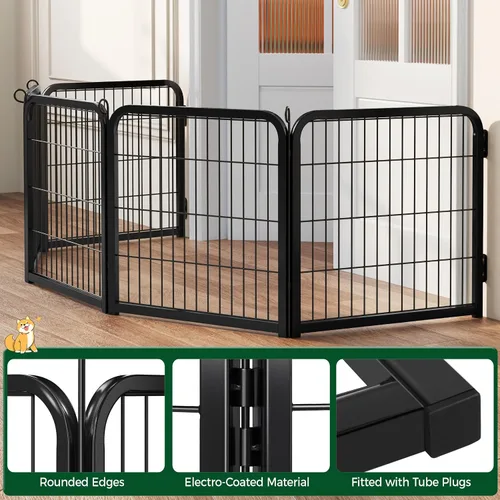 Vista 9 de Yaheetech Corralito para perros, 24 pulgadas, 2 paneles, corral para perros para interiores, resistente, corral de ejercicio para cachorros, valla