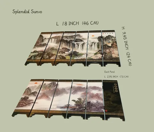 Vista 2 de Decoraciones para el hogar, divisor de 6 paneles, mini pantalla plegable, laca china, mini pantalla plegable de escritorio, adornos de Feng Shui