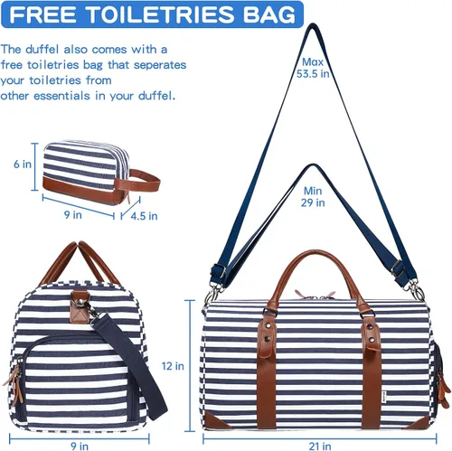 Vista 2 de Oflamn Bolsa de fin de semana para mujer, bolsa de lona para la noche, bolsa de viaje grande, bolsa de viaje con compartimento para zapatos, juego