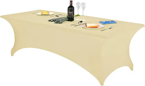 Vista 77 de FORLIFE - Funda de mesa de elastano, mantel ajustado de 4 pies para mesas rectangulares, funda elástica para patio, universal para bodas, banquetes