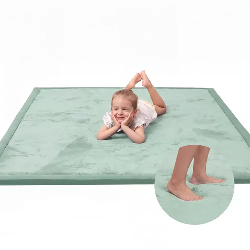 Vista 11 de Tapete de juego de 2 pulgadas de grosor para bebés y niños, tapete acolchado extra seguro, anticaídas, antideslizante, repelente al agua, tapete