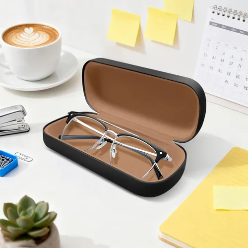 Vista 7 de Glasses Case Large Hard Shell Eyeglasses Case PU Leather Protective for glasses 6.2" L x 2.4" W x 1.4" H