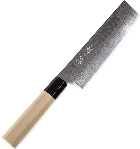 Vista 12 de Cuchillo japonés Damasco ZA18 mango de madera octogonal de magnolia de 69 capas, 6 pulgadas (5.906 in)