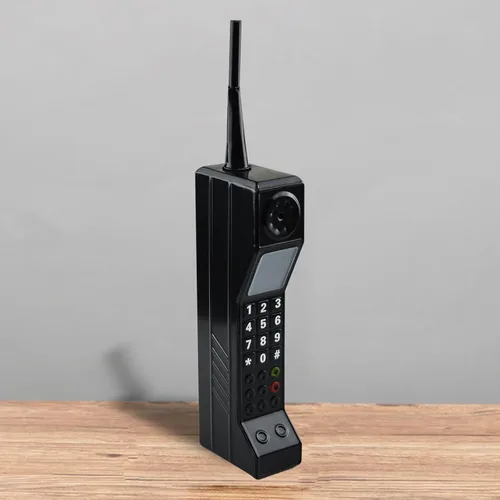 Vista 7 de Adorno retro de ladrillo para teléfono celular, modelo retro de los años 80 y 90, adorno de teléfono celular para simulación fotográfica, Negro