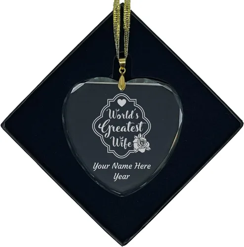 Vista 6 de LaserGram Adorno de Navidad, la esposa más grande del mundo, grabado personalizado incluido (forma de diamante)