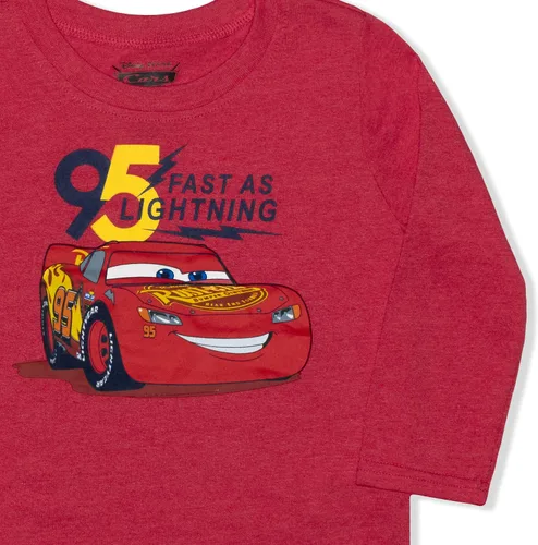 Vista 3 de Disney Cars Lightning McQueen Jogger Set for Boys, Toddlers' Long Sleeve Tee and Jog Pants