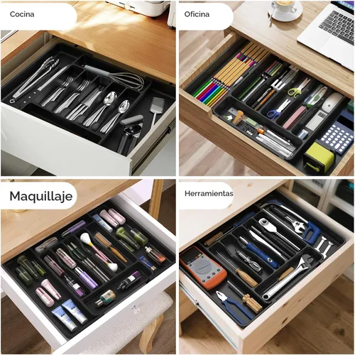 Vista 8 de ukeetap Organizador de Cubiertos Expandible Extra Grande, Organizador de Cubiertos y Vajilla Sin BPA Apto para Alimentos, Organizador de Cajón