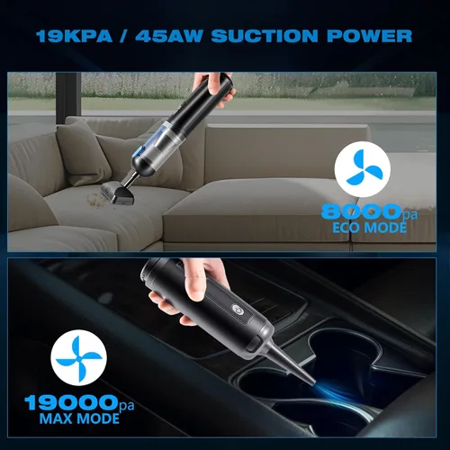 Vista 4 de HAUSMEISTER Airflex Go - Aspiradora inalámbrica para automóvil de 16000 Pa, aspiradora de mano 4 en 1 con plumero e inflador, mini aspiradora