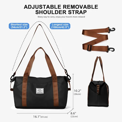 Vista 6 de Bolsa de viaje para mujeres y hombres, bolsa de fin de semana, T8-blackbrown