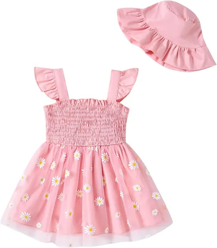 Vista 13 de Vestido para bebé recién nacida niña pequeña Vestido para niña pequeña de cuello halter sin mangas con flores Vestido de verano para niña de espalda