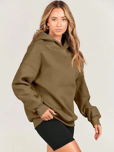 Vista 4 de ANRABESS Sudaderas de gran tamaño con capucha de forro polar para mujer, sudaderas casuales de manga larga, sueltas, ropa de otoño 2023