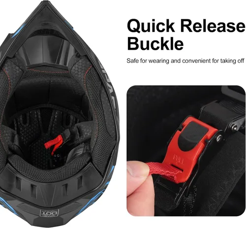 Vista 5 de Casco de motocross para adultos ATV para moto de tierra todo terreno de cara completa con gafas, guantes y máscara, aprobado por el DOT