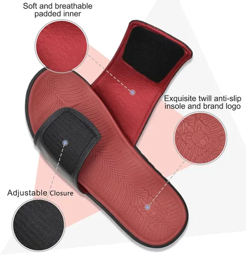 Vista 3 de KuaiLu Sandalias deportivas para hombre con cojín suave y soporte de arco para fascitis plantar, puntera abierta, ajustables, para interiores
