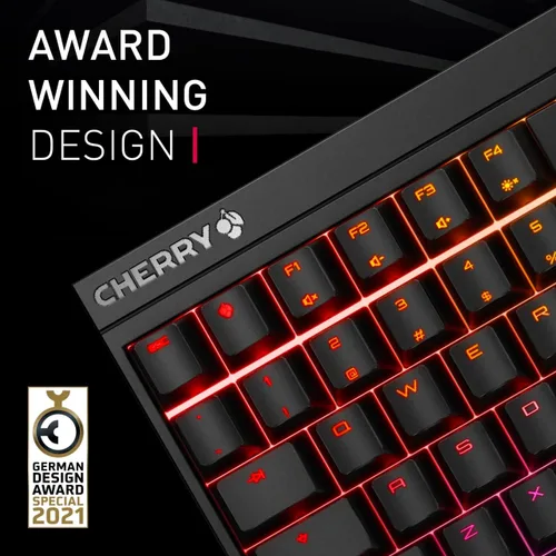 Vista 7 de Cherry MX 2.0S Teclado para juegos con cable con iluminación RGB MX interruptores rojos. Tablero blanco puro