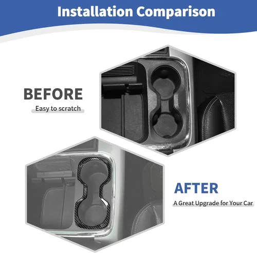 Vista 3 de RT-TCZ para RAM Cubierta de Soporte de Tazas de Consola Central Marco de Cubierta para Dodge RAM 2012-2017 Negro Fibra de Carbono ABS Accesorios