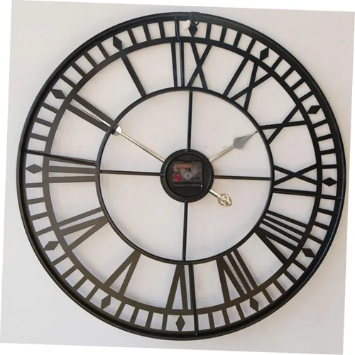 Vista 6 de Amosfun 1pc Roman Numerals Iron Art Wall Clock Silent Timepiece for Home Decor Stylish Clock for Living Room Bedroom Office