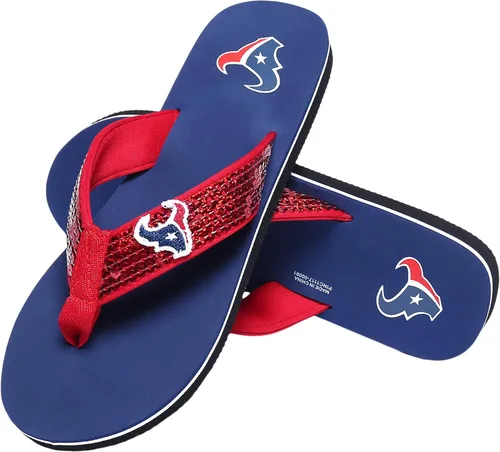 Vista 12 de FOCO Womens NFL Team Logo Sequin Strap Sandals Flip Flops