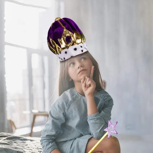 Vista 3 de Windy City Novelties - Sombrero de terciopelo púrpura Royal King Suministros de fiesta de Mardi Gras Juguete de corona para niños y adultos