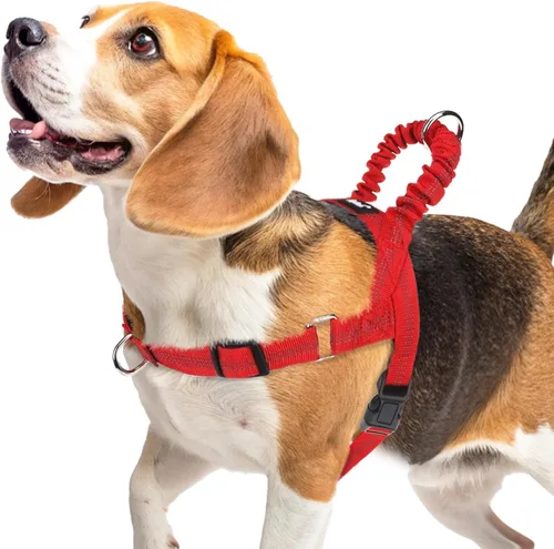 Vista 7 de PUPTECK Arnés sin tirones para perro de tamaño mediano, ajustable con chaleco reflectante para mascotas con asa de bungee, a prueba de escapes y sin