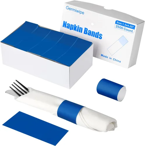 Vista 12 de Germiwipe - 2500 servilletas autoadhesivas de papel negro Bandas de cubiertos, servilleteros perfectos para fiestas de cumpleaños, bodas