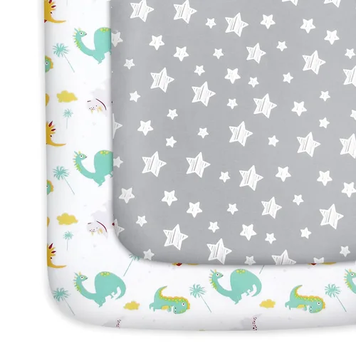 Vista 16 de Pack and Play Sheets - Juego de 2 sábanas para cuna, sábana bajera elástica para cuna, compatible con Graco Pack n Play, material suave y Dinosaurio