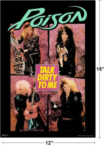 Vista 3 de Poison Talk Dirty To Me Single Shots Heavy Metal Music Merchandising Retro Vintage 80s 90s Banda Estética Cool Wall Art Poster 12x18