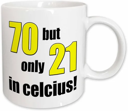 Vista 12 de 3dRose 70 but only 21 in Celsius. Yellow. 11oz Two-Tone Black Mug