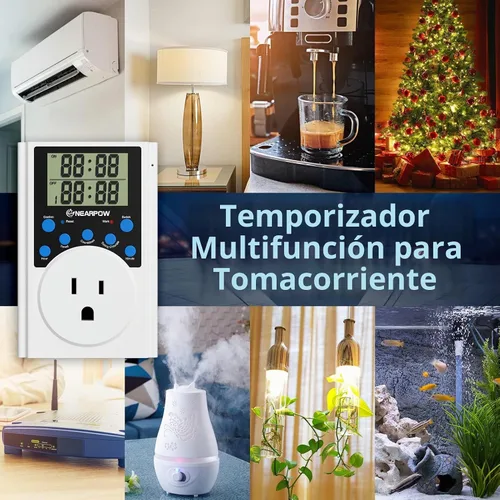 Vista 7 de Nearpow - Tomacorriente con temporizador, multifuncional, ciclo programable, temporizador digital para enchufar con salida de 3 clavijas, toma