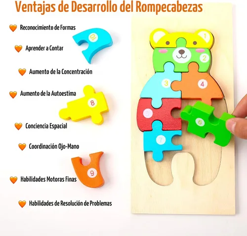 Vista 2 de Montessori Mama Rompecabezas de madera para niños de 3 a 5 años, juguetes Montessori para niños de 3 años, juguetes de animales para niños pequeños