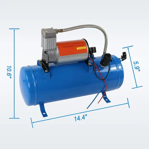 Vista 5 de Nuevo compresor de aire DC 12V de 150PSI con tanque de 6 litros 1.6 galones para bocinas de tren, autocaravanas y neumáticos