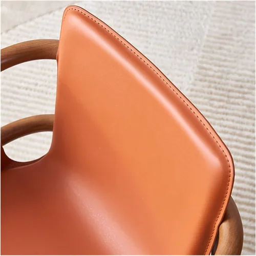 Vista 4 de sillas de comedor Silla de comedor de cuero Silla de comedor Ocio Madera maciza Sala de estar Back Ash Hotel Balcón Cocina moderna