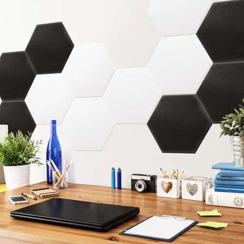 Vista 8 de Art3dwallpanels Paneles acústicos adhesivos, blanco y negro, 14 x 12 x 0.4 pulgadas 12 Pack, Soundproof Wall Panels, High Density Sound Absorbing