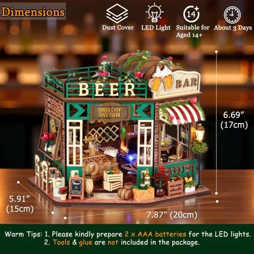 Vista 4 de TuKIIE Kit de casa en miniatura con muebles, a escala 1:24, sala creativa, mini casa de muñecas de madera, rincón de libro para niños, adolescentes