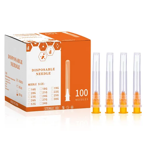 Vista 10 de Agujas desechables estériles de 20Ga 1.5 pulgadas/38 mm, envueltas individualmente, paquete de 100 Envuelto individu