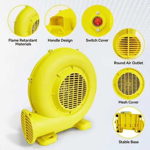Vista 4 de Soplador de Casa de Rebote, Soplador Inflable Potente de 380W 0.51HP Bomba de Aire Portátil para Inflables al Aire Libre, Casa de Burbujas