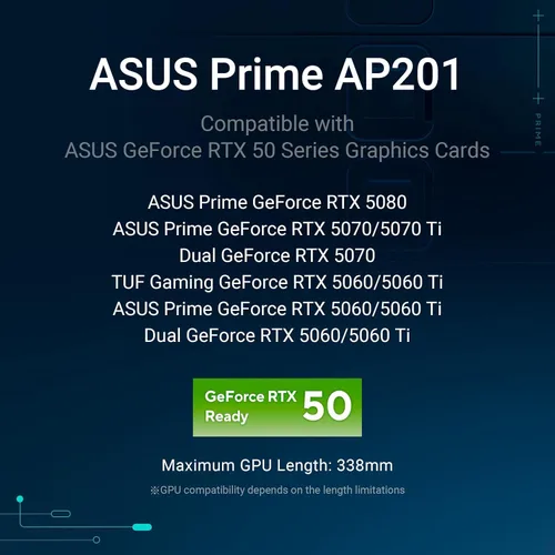 Vista 9 de Cajas de PC ASUS Prime AP201 de 33 litros Micro ATX color negro con paneles laterales sin herramientas y malla de filtro cuasi, con soporte