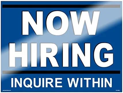Vista 2 de NOW HIRING Inquire Within" - Adhesivo para ventana de 18 x 24 pulgadas, hacia adentro hacia afuera (10 unidades: 5 azules y 5 rojos)