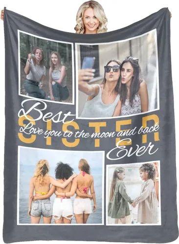 Vista 33 de Manta personalizada con fotos, mantas personalizadas con imagen para madre, padre, niños, hermana, amigos, parejas, cumpleaños, 1 foto, 30 x 40