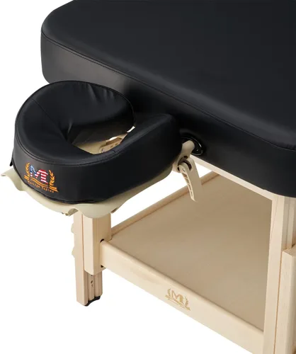 Vista 2 de MT Massage Harvey Comfort - Mesa de masaje estacionaria de madera de 30 pulgadas, color negro, altura ajustable, plana, terapia física, salón
