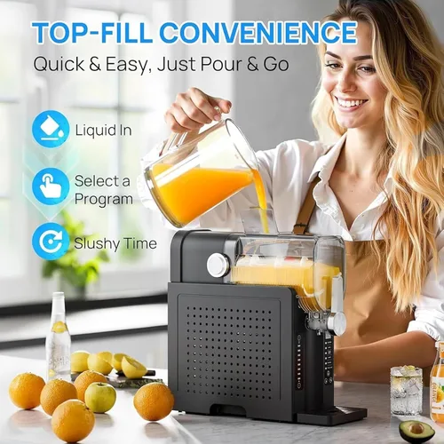 Vista 3 de Máquina de granizado, Máquina de granizado todo en uno para el hogar, panel de control inteligente, limpieza automática, 6 programas