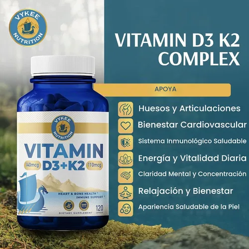 Vista 2 de Vykee Nutrition Complejo de vitamina D3 K2 de alta potencia
